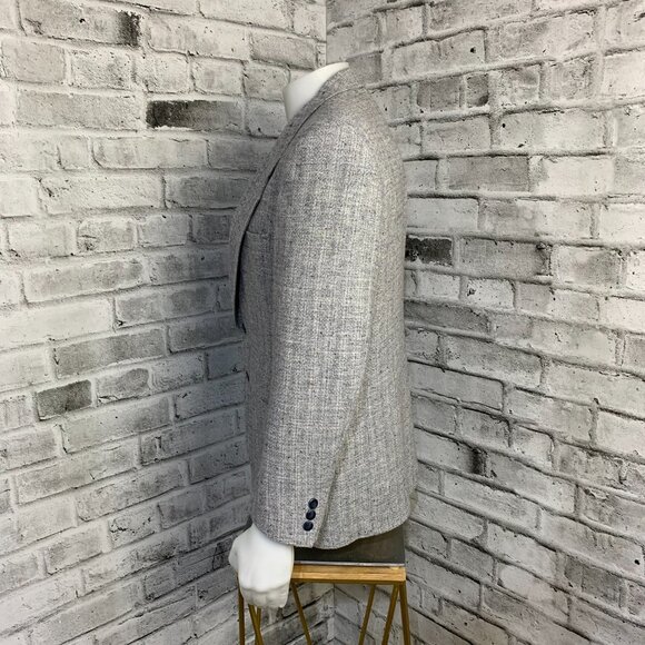 Vintage Tweed Blazer Sport Coat Mens 42 Short Blue Gray Union Made Old Money 90s - Picture 7 of 16